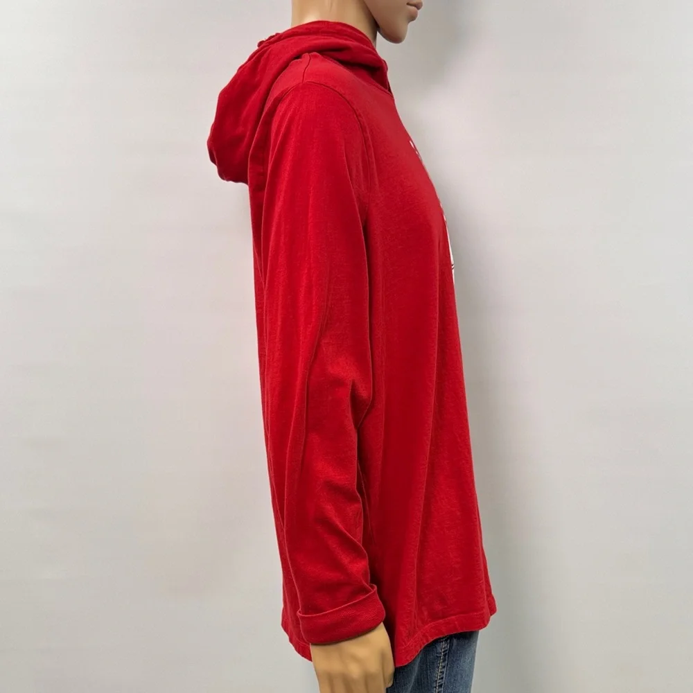 Polo Ralph Lauren Polo Bear Print Red Hooded Long Sleeve T-Shirt Size XL